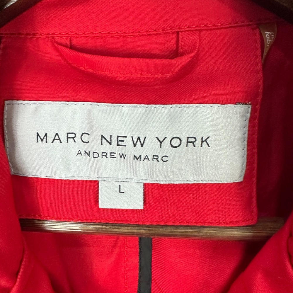 Marc New York Andrew Marc Red Jacket L Moto Trench Minimalist Chic Designer NWT - Picture 2 of 9